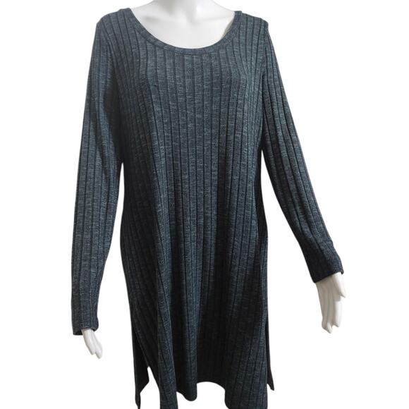 Soma Medium Ribbed Knit Side Slit Tunic SAGE Green Longline Blouse Top Shirt - Picture 5 of 13